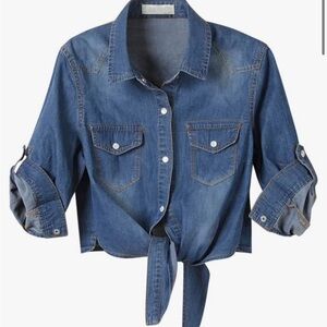 Amazon Blue Denim Crop Top